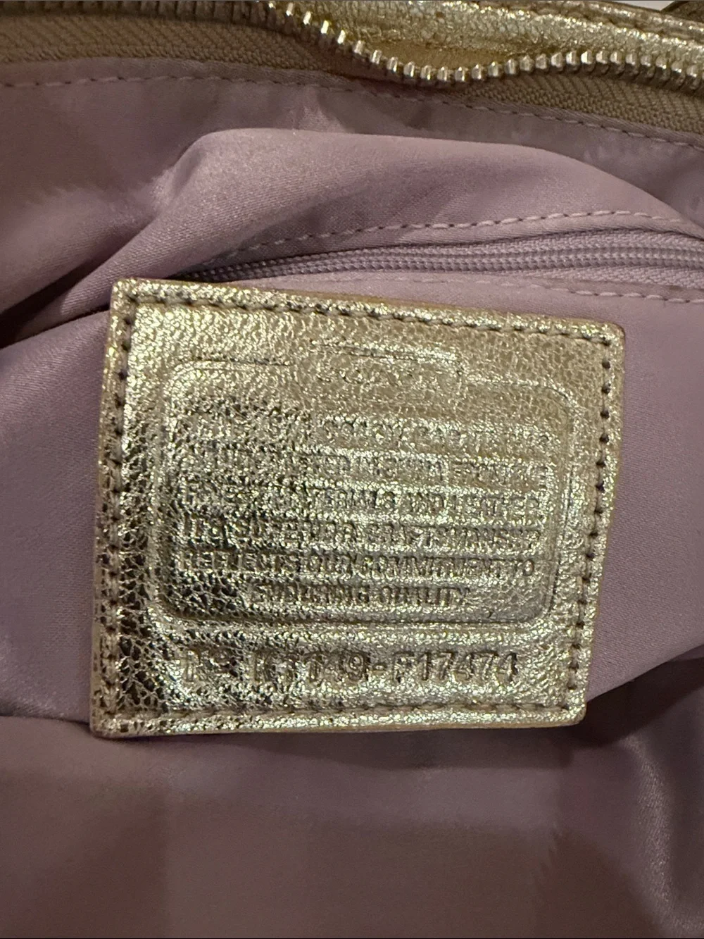 Coach Gray & Light Purple Plaid Signature Shoulder with Gold Leather Trim